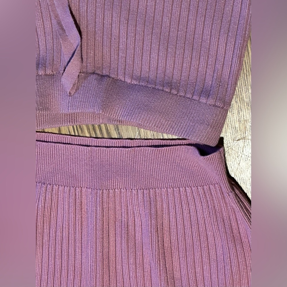 *Lulu's 2 pc Mauve Ribbed Knit Sweater & Pants Set - Picture 4 of 15